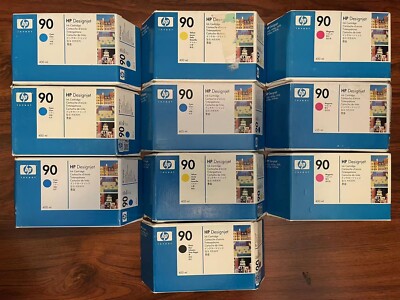 Lot 10 Genuine HP Design Jet 90 Ink Cartridge 400ml, Black Magenta Cyan Yellow