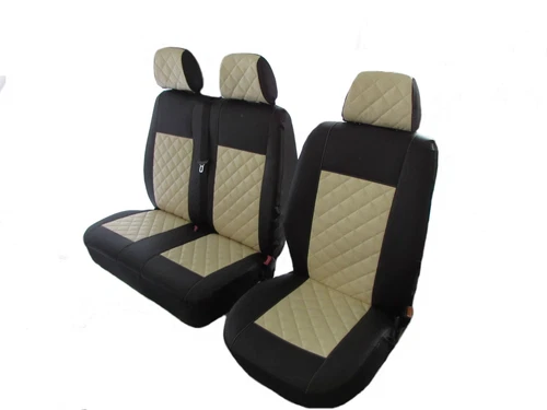 Seat Covers Designed to fit VOLKSWAGEN VW T5 T6 2004+ ECO BEIGE LEATHER