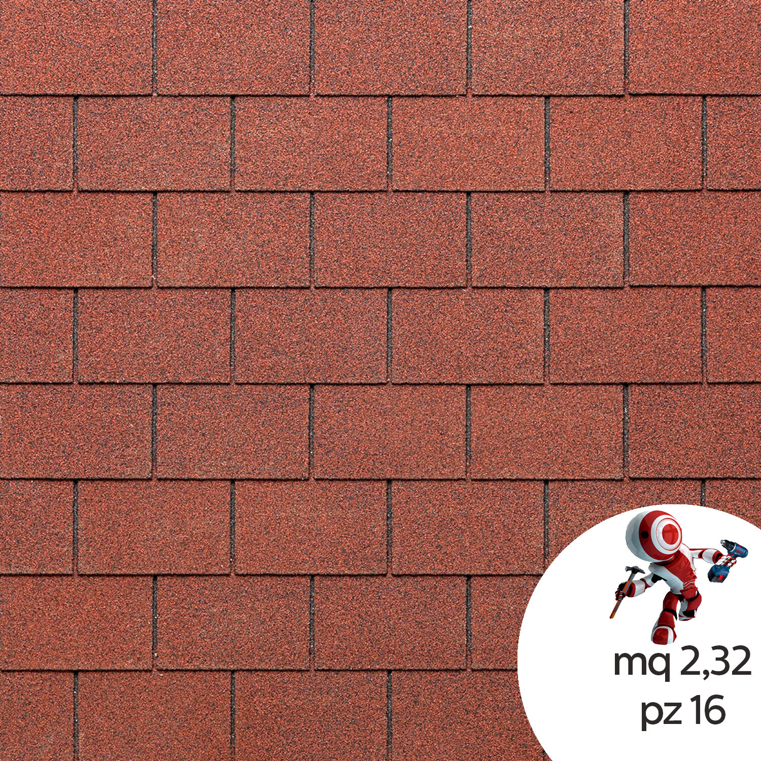 Tegola Canadese Eco-Roof Rettangolare Rossa 2,32Mq Tegole Canadesi Originali