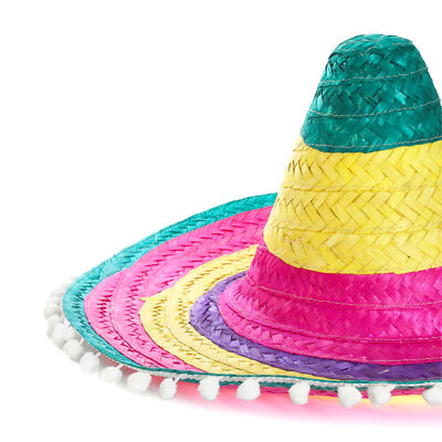 6 X Black Mexican Sombrero Hat Wild West Fancy Dress Costume - UK 6 X Black Mexican Sombrero Hat Wild West Fancy Dress Costume - UK