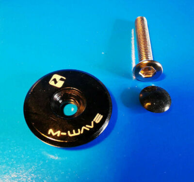 M-WAVE Aheadkappe + Schraube + Gummi Alu 1 1/8'' Schwarz
