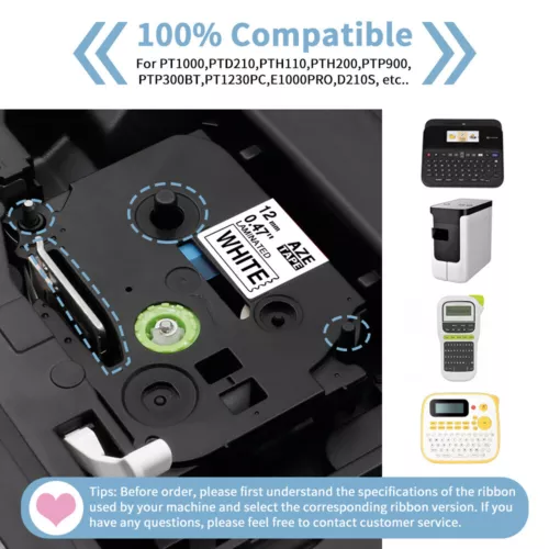 Compatible TZ TZe Label Tape Laminated for Brother P-Touch 6/9/12/18/24/36MM - Foto 6 di 10