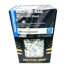 680 pcs Huttig-Grip 2 in Roofing Siding Nails, Smooth Shank, Galvanized - 5 lb