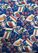 Teddy Bears Toss Plaids Stripes Stars Novelty Quilting Fabric 45" X 29" PLUS