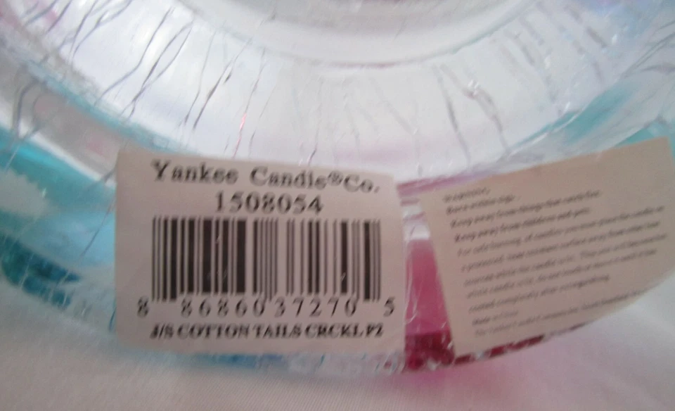 Yankee Candle Colas de Algodón Rosa Brillante Verde Azulado Tarro Tono Vidrio Craquelado NUEVO #1508054 Foto 4 de 4