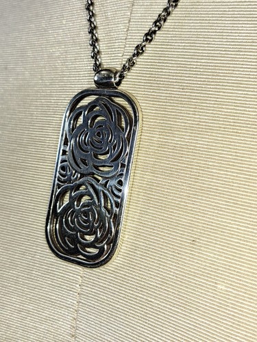 Brighton Montana Rose Scrolled Silver Plated Pendant Necklace/ Heart Tin Retired - Picture 5 of 8