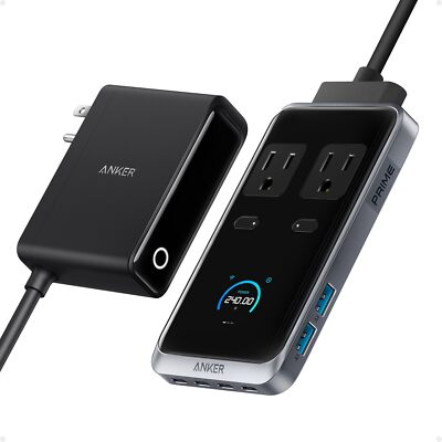 #ad Anker Prime Charging Station 240W 8 in 1 USB C Power Strip 2AC Outlet 5ft Refurb $65.00