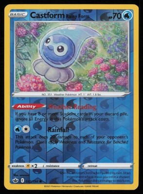 Castform Rainy Form 033/198 Reverse Holo Common Pokemon Chilling Reign CRE LP