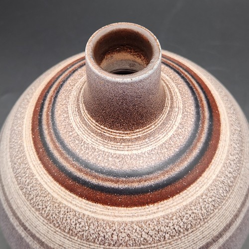 Signed Serra Ceramicas Vase From Spain Earth Tones Striped MCM Pottery - Picture 7 of 14