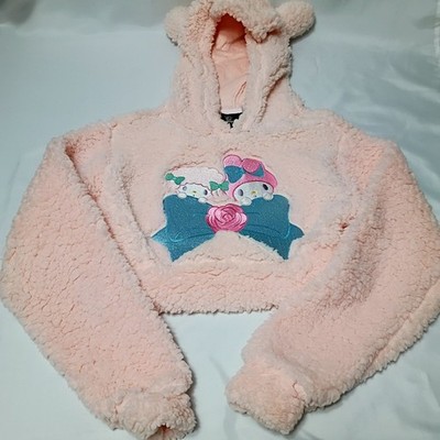 Melody & My Sweet Piano Fuzzy Girls Crop Hoodie Junior Size S