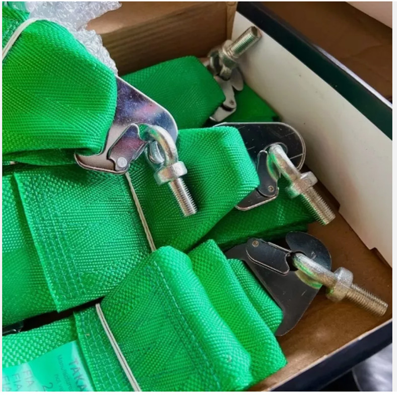 2X TAKATA 4 Point Snap-On 3" With Camlock Racing Seat Belt Harness  GREEN