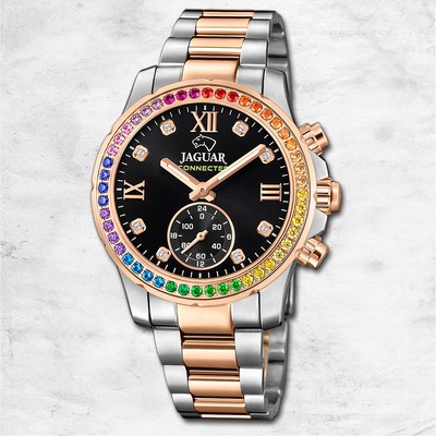 Jaguar Damenuhr Edelstahl silber rosegold Jaguar Connected Armbanduhr UJ981/5