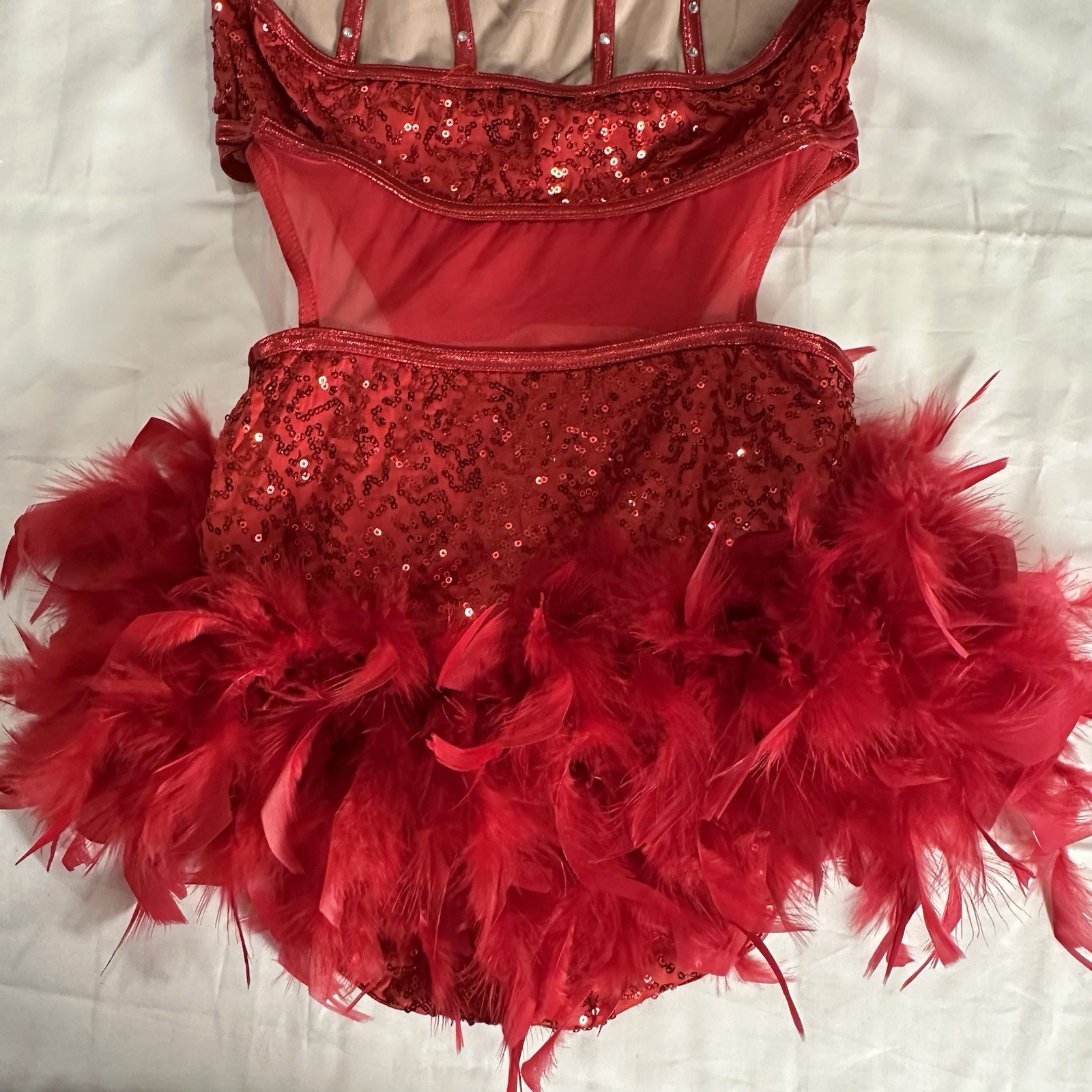 Balera Performance Strappy Red Sequin Leotard Fea… - image 12