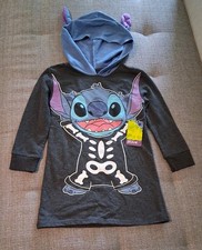 Disney Stitch Cosplay Hoodie Dress Girls XS 4-5 New with Tags Jet Black Soft