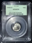 1938-D Mercury Dime - 10c PCGS MS66 FB - Full Bands
