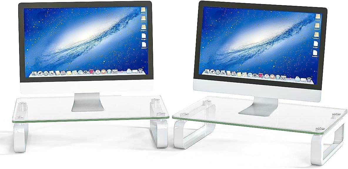 Hemudu 2 Pack Computer Monitor Stand Riser Multi Media Desktop Stand for Flat S