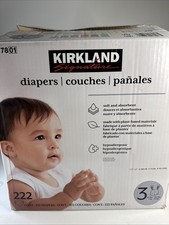Kirkland Signature Diapers, Size 3 (16-28 Pounds), 222 Count READ OPEN BOX 0.23 per diaper