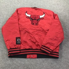 Chicago Bulls Jacket Mens Large Red NBA Basketball Bomber Varsity Snap Quilted