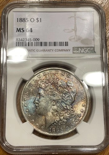 1885 O Morgan Silver Dollar $1 Toned NGC MS64