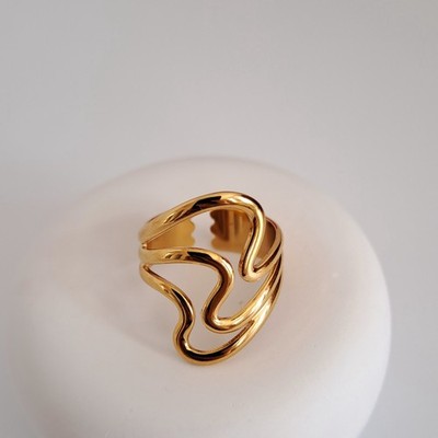 Gold Plated stainless steel Open Ring, Adjustable