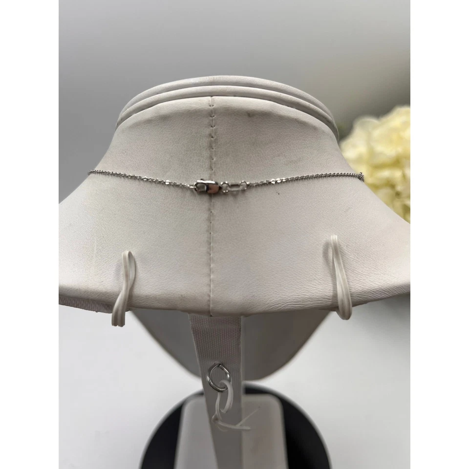 Collar de cadena atemporal de eslabones de cable de oro blanco de 14K de diseño de 18”, 1,6 gramos  Foto 3 de 4