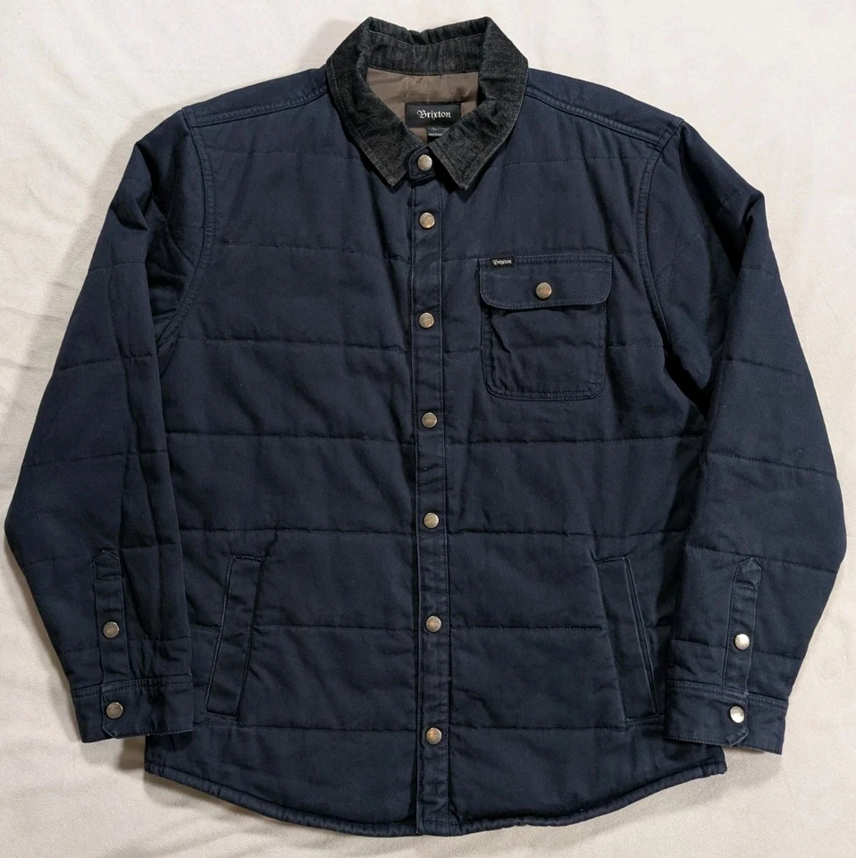 Brixton Cass Jacket Insulated Med WGT Denim Collar Full Snap Blue Size Men’s L - Image 2 of 4