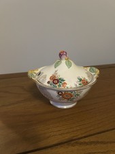 Antique Royal Cauldon Bone China Bowl with Lid Made In England Floral Design