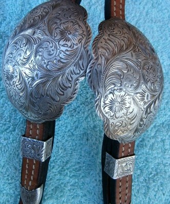 Vintage Large Silver Buckles Silver King Slide Ear Bit Clip Horse Show Headstall