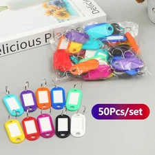 50Pcs Colorful Keychain Key Tag Label ID Name TEL Number Marker Tag Baggage Tag