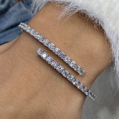 Runder Lab-Created Diamant Armreif Armband 4,90ct F/VS 14K Weißgold