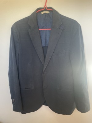 Designer Massimo Dutti Men s Navy Blue Blazer Extra Fine Cotton | Size 52 Eu