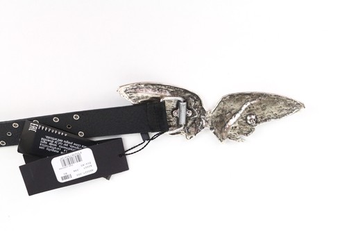 REPLAY Men Belt 80 cm Casual Black Genuine Cow Leather Studs Wings Buckle - Picture 12 of 12