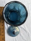 VTG Indiana Glass Harvest Grape Iridescent Blue Carnival Glass Lidded Jar 1970's — photo 4