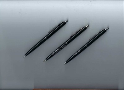 3-PaperMate Malibu Black &Chrome  Double Heart Ballpoint Pens-2 W/ Adv. 1-No Adv
