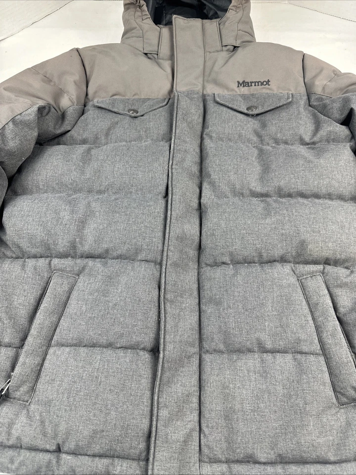 Marmot Down Hooded Jacket 700 Fill Puffer Jacket Coat Youth Size XL Gray EUC - Image 2 of 4