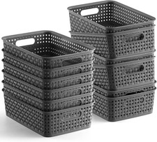 12 Pack Plastic Storage Baskets - Small Pantry Organization and Storage Bins -