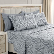 LUX D cor Paisley Queen Sheet Set   6 Piece Ultra-Soft Microfiber Bed Sheets ...