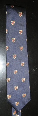 Ben Silver Stripe Silk Tie DK BLUE / COAT OF ARM Classic Pure English 57''L   3''W