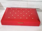 Vintage Red Jewelry Box Bakelite Divided Lined Sections Token Box