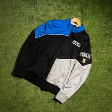 Vintage FILA Sport Italia Full Zip Up Size Large Blue Black Track Soft Jacket