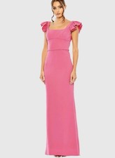 Ieena Mac Duggal Pink Ruffle Sleeve Column Gown Dress Maxi Formal Sz 12 NWT 398