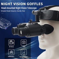 4K Head-Mounted Night Vision Binoculars with Flashlight - 8x Digital Zoom, 64GB