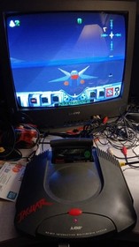 ATARI JAGUAR CONSOLE W/ OEM CONTROLLER , OEM PSU, 3RD PARTY AV CABLE, CYBERMORPH