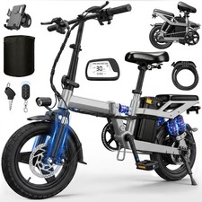 750W Peak Folding Electric Bike for Adults, 14'' Commuter Teens EBike 30MPH 48V