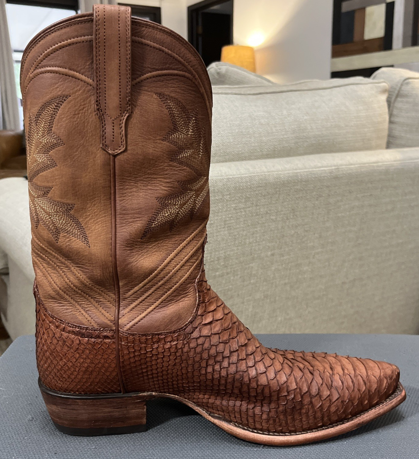 Tecovas Genuine Python Boots Pointed Toe Dark Tan… - image 5