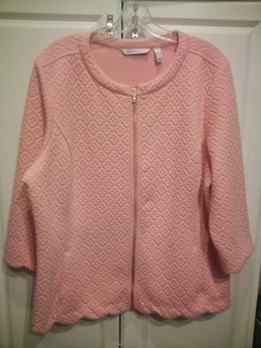Isaac Mizrahi Coral Pink Texture , XL Womens Jacket ,Gold Zipper