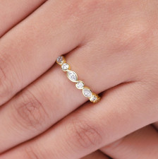 1/2 Ct Marquise  Round Cut Diamond Half Eternity Band Ring 14K YG Lab Grown