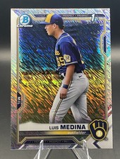 2021 1st Bowman Chrome Prospects #BCP-202 LUIS MEDINA Shimmer REFRACTOR Brewers