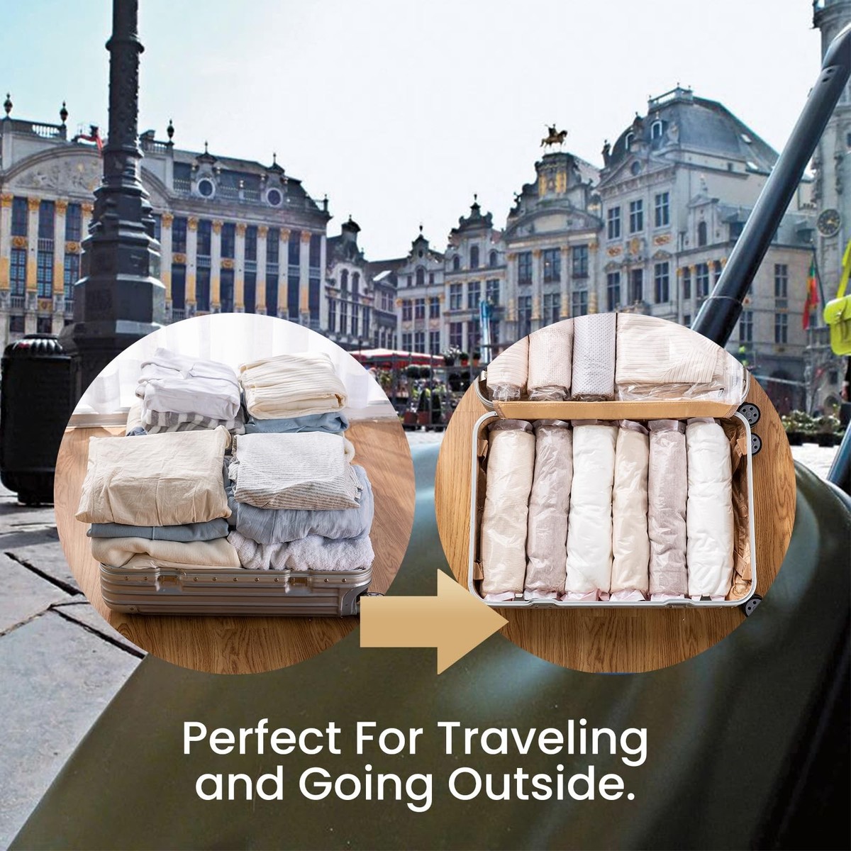 Roll-Up Sacchetti Sottovuoto per Vestiti Da Viaggio, 10 Pacchetti