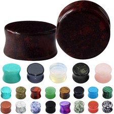 2pc Natural Stone Ear Gauges Tunnels Plugs Saddle Double Flared 8G-5/8" Piercing